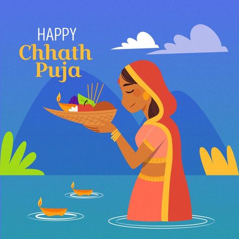 Hand drawn chhath puja | Free Vector #Freepik #freevector Chhat Puja Rangoli, Chat Puja Drawing, Chat Puja Image, Chat Puja Video, Happy Chat Puja, Chath Puja Photography, Chat Puja, Chath Puja, Chhat Puja