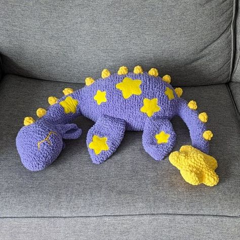 Starry Midnight Nessie Monster | Crochet Plush Crochet toys ideas #crochettoysideas #crochet #crochettoy #crochetpattern #crochetpatterns 2.313 Best Things To Crochet, Crochet Nessie Pattern, Crochet Nessie Pattern Free, Crochet Plushies Cute, Huge Crochet Plushies, Halloween Crochet Plush, Acrylic Crochet Projects, Nessie Crochet Pattern, Crochet Stuffed Animals Free Patterns Easy