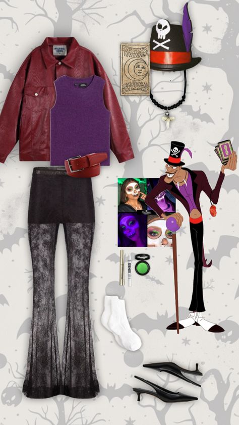 Dr. Facilier #halloween #halloweenaesthetic #costume #costumeideas #halloweencostume Last Minute Character Day Costumes, Dr Facilier Costume Female, Dr Facilier Costume, Character Day Ideas, Disney Villain Costumes, Dr Facilier, Halloween Parejas, Halloween Coustumes, Villain Costumes