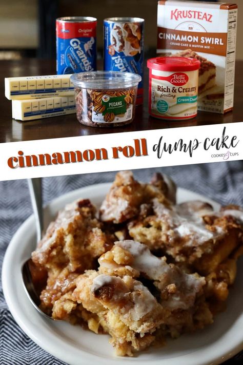 Cinnamon Roll Dump Cake Recipes, Cinnamon Roll Dump Cake, 2023 Desserts, Gooooood Morning, Cinnamon Roll Desserts, Cinnamon Bun Cake, Crumb Cake Muffins, Picky Palate, Streusel Cake