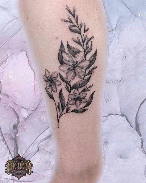 Beautiful floral piece by Adrianna. Really lovely shading on this elegant piece. Don't hesitate to get in touch if you're looking to book in for your next tattoo😁 #floraltattoo #flowertattoo #blackandgreytattoo #smalltattoos #tattoolovers #inkden #inkdentattoostudio Flower Tattoos Black, Tattoo Trash, Small Flower Tattoos, Tattoo Apprentice, Next Tattoo, Minimalist Tattoo, Black And Grey Tattoos, Flower Tattoos, Black Tattoos