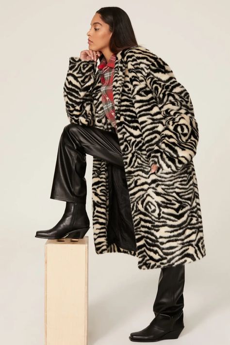 Zebra Faux Fur Teddy Coat by R13 for $215 | Rent the Runway Zebra Coat, Teddy Bear Coat, Animal Print Outfits, Teddy Coat, Rent The Runway, Faux Fur Coat, Black Print, Trendy Outfits, Fur Coat