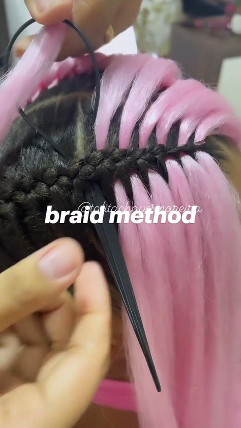 How To Add Fake Hair To French Braids, Cornrow Tips And Tricks, Added Hair Braids, Braids With Extra Hair, Colored French Braids, Easy Braid In Hair Extensions, Hair Braiding With Colored Extensions, Braid In Extensions Tutorials, Braid In Fake Hair