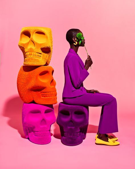 Pop Design Meets Fashion at Qeeboo on Behance Festival Of The Dead, Mexican Skulls, Skull Painting, Chair Side Table, Pop Design, Live Colorfully, Happy B Day, Objects Design, Graphic Patterns