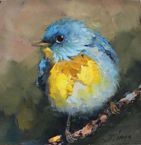 Daiga Dimza Gallery of Original Fine Art Bird Painting Acrylic, Bird Paintings On Canvas, Tufted Titmouse, Bird Watercolor Paintings, Bird Wall Art, Arte Animal, Watercolor Bird, Small Paintings, Bluebird