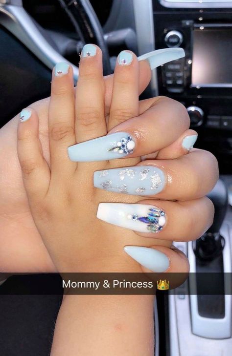 Matching nail set for mother and daughter Acrylics Nails, Nail Goals, Toddler Hairstyles, Nude Nail Polish, Pretty Nail Designs, Her Nails, Nails Glitter, Nail Idea, Mommy Daughter