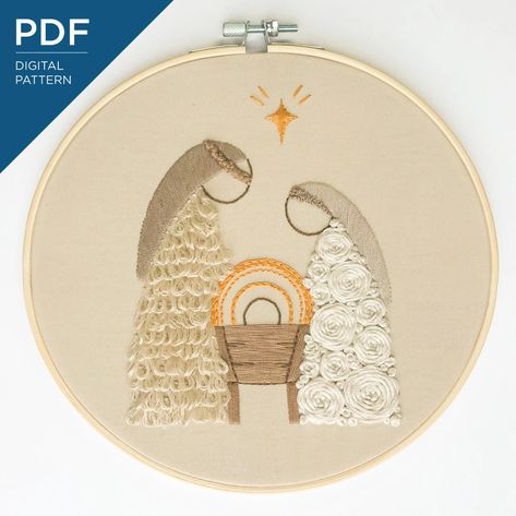 Nativity Embroidery, Scene Embroidery, Diy Nativity, Beginner Embroidery, Beginner Embroidery Kit, Lovey Pattern, Christmas Embroidery Patterns, Diy Broderie, Embroidery Christmas