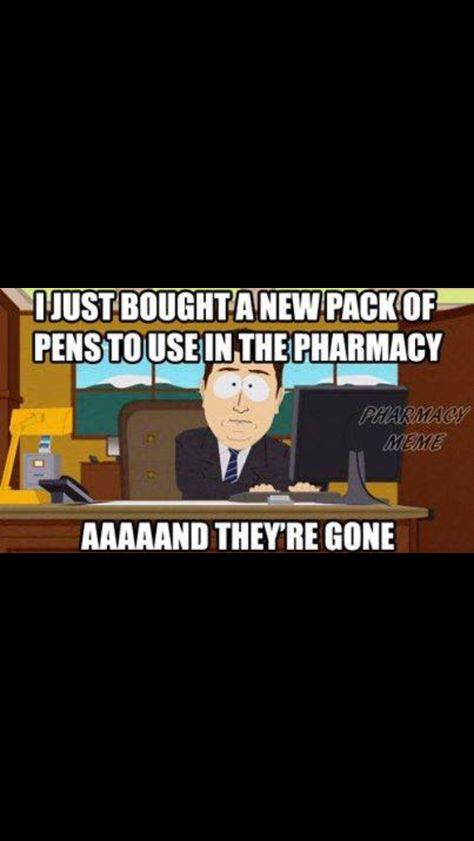 I swear we must give a free pen away with every rx! Pharmacy Meme, Pharmacy Jokes, Pharmacy Technician Humor, Pharmacy Tech Humor, Pharmacy Funny, Pharmacy Quotes, Pharm Tech, Retail Pharmacy, Pharmacy Humor