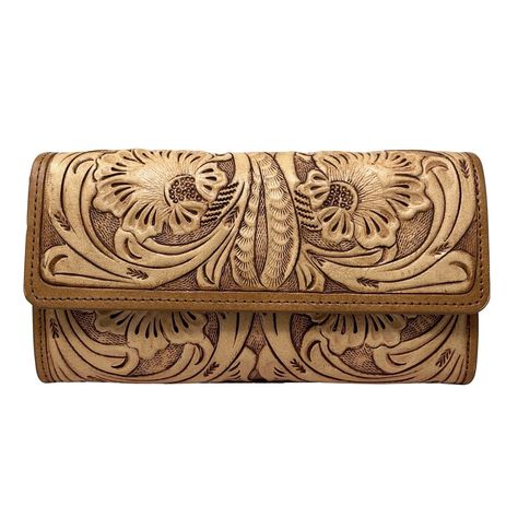 Meet the Geneva, a luxurious tooled leather wallet created by some of the worlds most skilled leather artisans.  This wallet is constructed from thick 100% genuine full grain leather, making it long lasting and durable for everyday use.  The tri fold design allows ample room for cards, cash, coins, and more.  Four open pockets, two zipper pockets and twelve card slots make it an organizers dream.  Can be used daily or when traveling the world.   Made with 100% vegetable tanned Leather. Better for the environment and craftspeople. Sustainably made as it's designed to last for years and years with proper care. Color:  This is our Sahara color.   More colors available here:  https://www.etsy.com/shop/Mauzari?ref=seller-platform-mcnav§ion_id=22420725 Features: - 100% genuine leather wallet is Tooled Leather Wallet, Leather Making, Brown Leather Wallet, Wallet For Women, Leather Artisan, Handcrafted Bags, Hand Tooled Leather, Genuine Leather Wallets, San Rafael