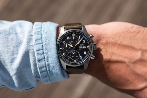 A Week On The Wrist: The IWC Pilot's Watch Chronograph Spitfire - HODINKEE Iwc Chronograph, Flieger Watch, Iwc Pilot Chronograph, Iwc Watches Pilot, Iwc Pilot, Iwc Watches, Pilot Watch, Perpetual Calendar, Buy Watches