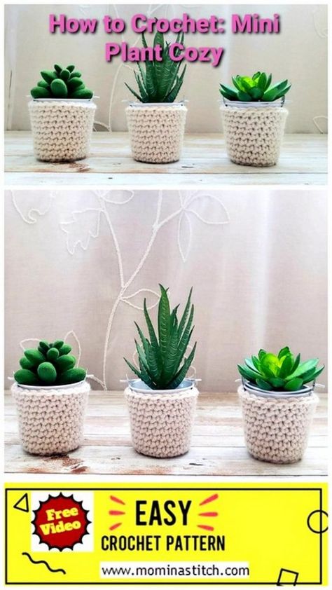 Crochet Flower Pot Holders Free Pattern, Plant Pot Cozy Crochet, Crochet Plant Cover Free Pattern, Crochet Plant Cozies, Crochet Plant Pot Holders Free Pattern, Crochet Pot Plant Holder, Plant Cozy Crochet, Crochet Planters Free Pattern, Crochet Pots For Plants