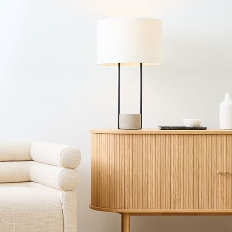 bedside lamps | West Elm West Elm Table, Contemporary Bedside Lamps, Lamp Concrete, Drink Tables, Elm Furniture, West Elm Furniture, Table Lamp Modern, Industrial Desk Lamp, Smart Bulbs