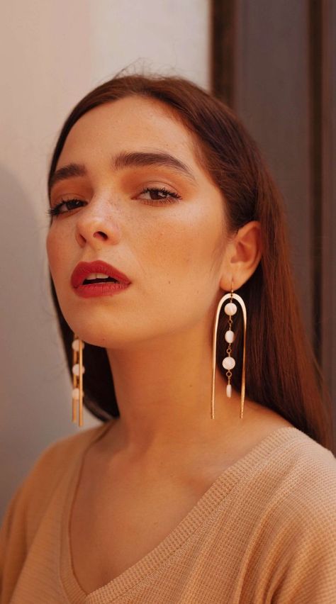 Gold Statement Jewelry, Arch Earrings, Bold Earrings, Jewelry Boho, Brass Jewelry, Wedding Earrings, Bridal Earrings, Birthstone Jewelry, Boho Earrings