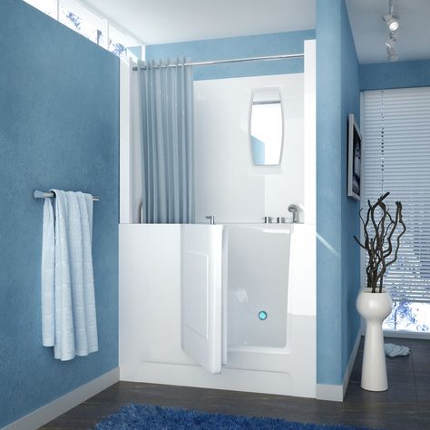 Venzi VZ2747RWS 27x47 Right Drain White Soaking Walk-in Bathtub Walk In Tub Shower, Walk In Tub, Bathtub Shower Combo, Bathroom Tub Shower, Walk In Shower Designs, Kombi Home, Walk In Bathtub, Walk In Tubs, Bathroom Tub