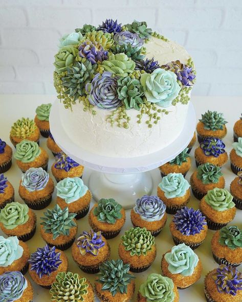 Succulent Cupcakes, Succulent Cake, Cactus Cake, Gateaux Cake, Cake Decorating Designs, Fancy Cakes, Cake Decorating Tips, Cake Decorating Techniques, Pretty Cakes