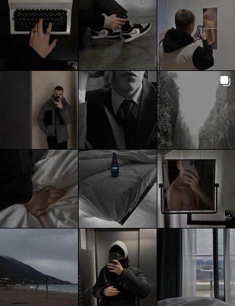 Dark Mysterious Man, Mysterious Man Aesthetic, Aesthetic Art Instagram Feed, Minimal Moodboard, Instagram Feed Goals, Man Aesthetic, Ig Feed Ideas, Mysterious Man, Best Instagram Feeds