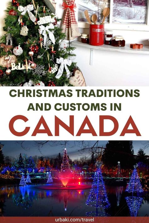 Christmas in Canada is celebrated in the same way as in other Western countries. As is the case around the world, December 25 is the official holiday in Canada, and many Canadians also take the afternoon off on the 24th (Christmas Eve) and also Boxing Day, which is celebrated on the 26th. Canada is a multicultural country, so many other holiday traditions besides Christian ones are observed in December and throughout the year. Hanukkah celebrations are widespread, especially in Toronto and... French Canadian Christmas Traditions, Canadian Christmas Tree, Canadian Christmas Decorations, Christmas In Canada, Canadian Christmas, International Christmas, Canada Christmas, Christian Holidays, Canada Holiday