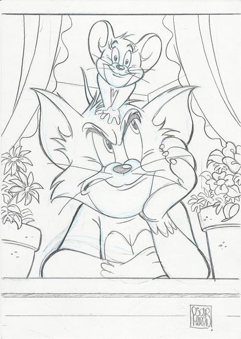 Tom and Jerry - Oscar Martin Comic Art Tom Jerry Painting, Tom E Jerry Desenho, Tom And Jerry Art Drawing, Tom And Jerry Drawing Sketches, Tom And Jerry Drawings, Tom Jerry Drawing, Tom Y Jerry Dibujos, Drawing Tom And Jerry, Tom And Jerry Sketch