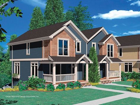 Craftsman Style Duplex, 034M-0014 Duplex Plans, Country Craftsman, Duplex House Plans, Craftsman Style Home, Country Style House Plans, Country House Plan, Apartment Plans, Duplex House, Double Garage