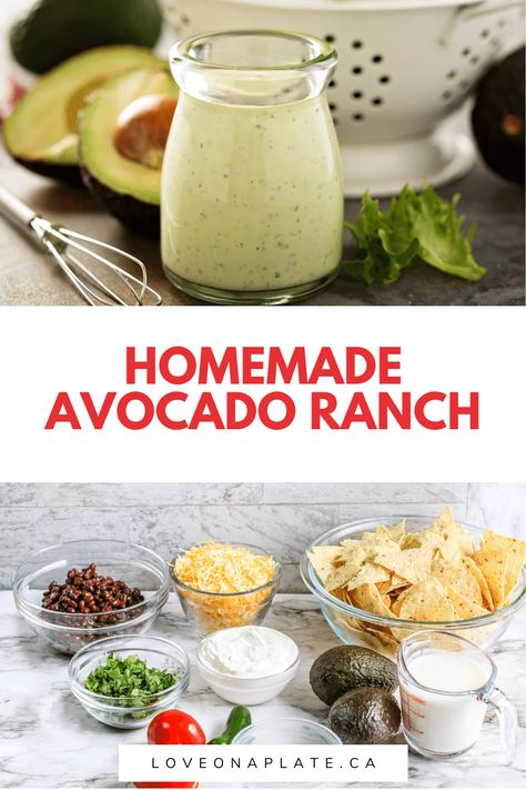 Rich and Creamy Avocado Ranch Dressing ready in just 5 minutes. Ripe avocado, ranch seasoning, sour cream and buttermilk. Homemade Healthy Ranch Dressing, Healthy Homemade Ranch Dressing, Creamy Avocado Ranch Dressing, Healthy Ranch Dressing, Avocado Ranch Dressing, Ranch Packet, Avocado Ranch, Ranch Recipe, Homemade Salad Dressing