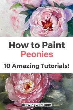 Oil Peony Painting, How To Paint Peonies In Oil, How To Paint Peonies Step By Step, Peony Flower Drawing Step By Step, Peony Oil Painting Tutorials, How To Draw Peony Flowers, How To Paint Flowers Oil Painting, How To Paint A Peony Acrylic, Peony Acrylic Painting Tutorial