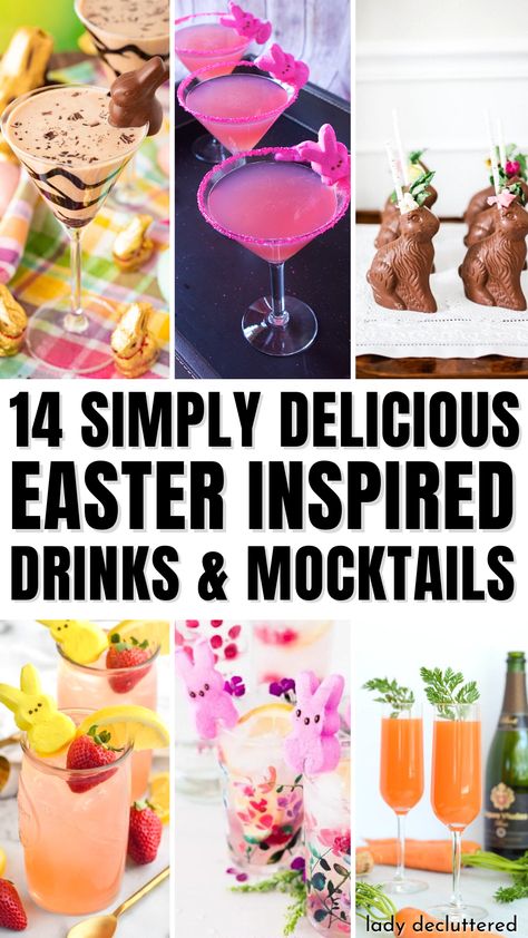 14 Simply Delicious Easter Inspired Drinks & Mocktails Easter Beverages Non Alcoholic, Easter Mocktail Recipe, Easter Themed Drinks, Easter Drinks Non Alcoholic, Easter Adult Party, Easter Mocktails Non Alcoholic, Easter Drinks For Kids, Easter Punch Recipes Non Alcoholic, Easter Drink Ideas