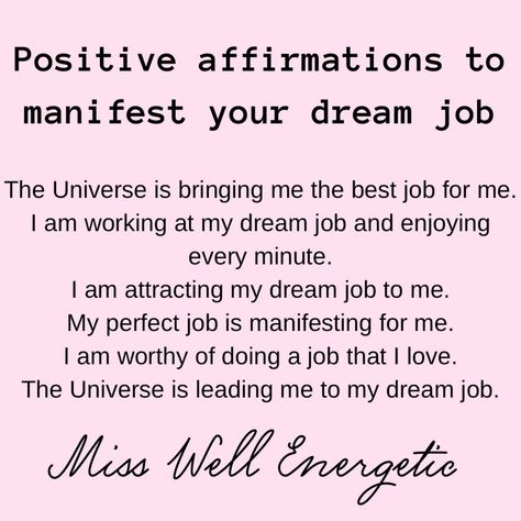 Money Affirmations Manifest Dream Job Affirmation, Affirmation For Dream Job, How To Manifest Dream Job, Good Job Manifestation, Affirmations Job Offer, Manifestation Dream Job, Work From Home Manifestation, Manifest Job Offer, Job Manifestation Affirmation