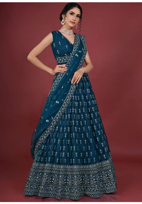 Peacock Blue Net Heavy Embroidered Lehenga Choli Set Peacock Blue Lehenga, Designer Ghagra, Bridal Lehenga Online, Designer Lehengas, Blue Lehenga, Choli Designs, Lehenga Choli Online, Peacock Color, Embroidered Lehenga