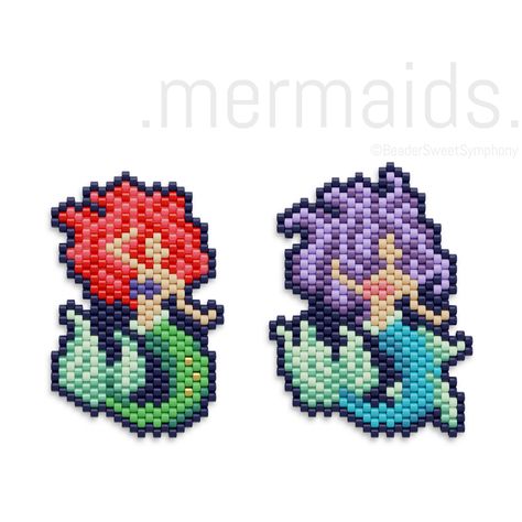 Disney Brick Stitch Bead Pattern, Brick Stitch Patterns, Cute Ornaments, Beaded Mermaid, How To Stitch, Seed Bead Pattern, Miyuki Delica Beads, Brick Stitch Pattern, Bead Pattern