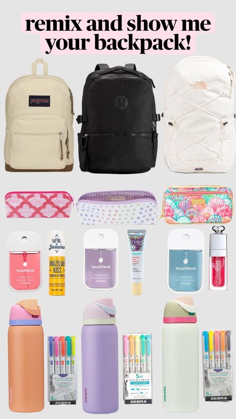 #fyp #fypshuffle #preppy #backtoschool #backpack #cute #aesthetic Preppy Essentials, Preppy Backpack, Backpack Cute, Cute Aesthetic, Lip Glow, Back To School, Backpacks, Pins, Color