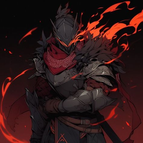 Dnd 5e Warlock Character Art, Shadow Knight Art, Dnd Knight Art, Dnd Knight, Flame Knight, Animated Armor, Dark Fantasy Knight, Fire Knight, Anime Medieval