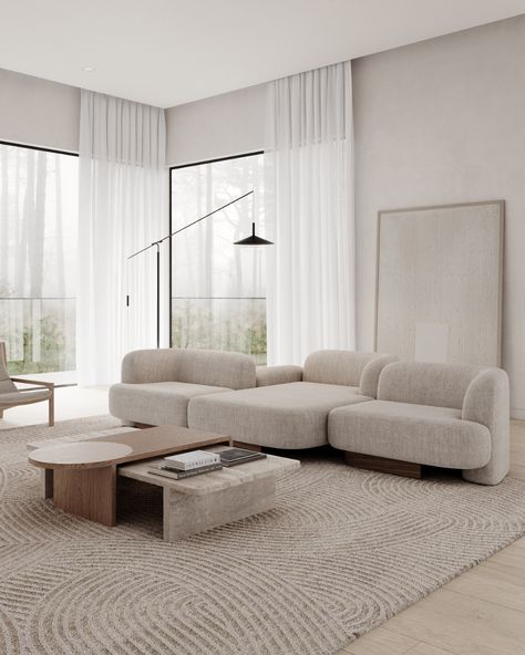 YinjiSpace - Ekaterina Amato x Apartment 3 Concept Minimal Living Room, Decor 2023, Bedroom Minimalist, Beige Living Rooms, Florida House, Minimalist Interior Design, Style Deco, Minimalism Interior, Home Modern