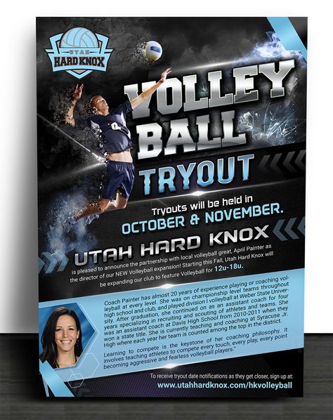 Flyer Design by SD WEB for Volleyball tryout flyer - Design #14834958 Club Flyer Design, Volleyball Tryouts, Sports Flyer, Club Flyers, Graphic Design Inspiration, Flyer Design, Volleyball, Utah, Web Design