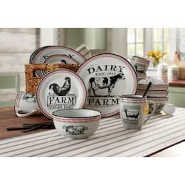 Dinnerware - Sets, Dinner Plate Sets | Country Door Western Dishes Sets, Farm Kitchen Ideas Farmhouse Style, Farm Animal Decor Kitchen, Western Plates, Cow Print Kitchen, Cow Kitchen Theme, Farmhouse Plates, Farmhouse Dishes, Farmhouse Dinnerware Sets