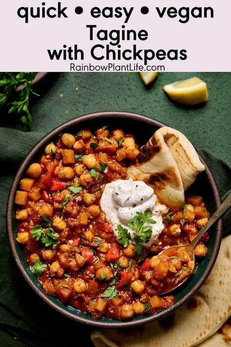 Vegan Tagine, Vegan Chickpea Recipes, Vegan Winter Recipes, Easy Delicious Dinners, Clean Eating Vegan, Vegan Instant Pot Recipes, Tagine Recipes, Vegan Stew, Vegan Main Dishes