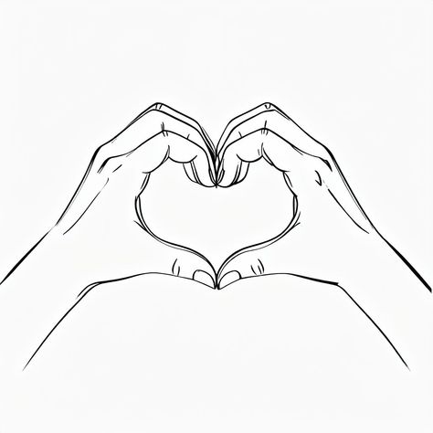 Minimalist Line Drawing of Hands Forming Heart Shape - Playground Drawing Heart Hands, Heart Shape Template, Drawing Of Hands, Heart Shapes Template, Drawing Heart, Minimalist Line Drawing, Shape Templates, Heart Hands Drawing, Heart Hands