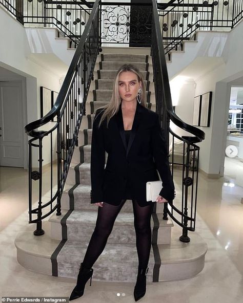 Sensational: Perrie Edwards wowed fans as she showcased her post baby body in a loved-up Instagram post with her boyfriend Alex Oxlade-Chamberlain on Saturday Perrie Edwards Style, Black Blazer Dress, Post Baby Body, Jesy Nelson, Perrie Edwards, Little Mix, Nicki Minaj, Blazer Dress, Just The Way