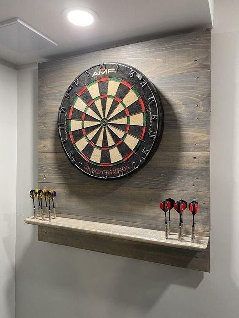 24 Basement Game Room Ideas for 2022 | Displate Blog Pool Table And Dart Board Room, Bar Dart Board, Basement Dart Board Ideas, Basement Games Room Ideas, Games Room Bar, Family Games Room, Dart Board Backboard Diy, Basement Sports Room, Game Room Bar Ideas