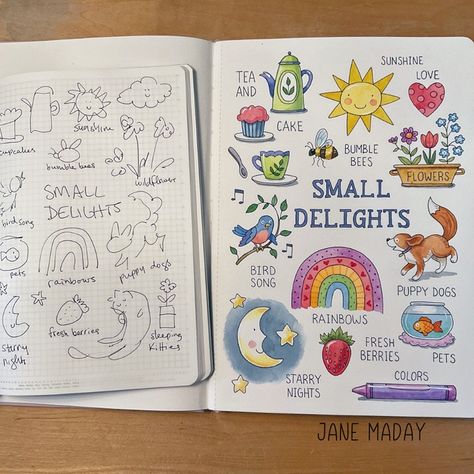 Jane Maday, Bulletin Journal, Bullet Art, Bujo Ideas, Drawing Journal, Watercolor Journal, Bullet Journal Aesthetic, Sketch Notes, Diary Ideas