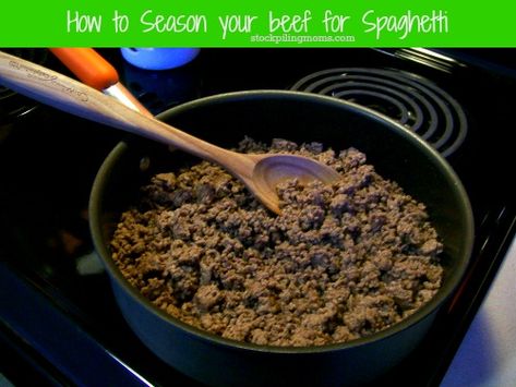 How to Season your Beef for Spaghetti  http://www.stockpilingmoms.com/2013/02/how-to-season-your-beef-for-spaghetti/ Spaghetti With Meat, Ground Beef Seasoning, Slow Cooker Freezer Meals, Meat Seasoning, Fruit Salad Easy, Homemade Alfredo, Homemade Alfredo Sauce, How To Cook Ham, Hamburger Meat