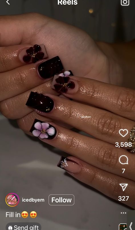 Dark Acrylic Nails, Send Gift, Nails Designs, Nail Tech, Acrylic Nails, Nail Designs, Nails, Gifts