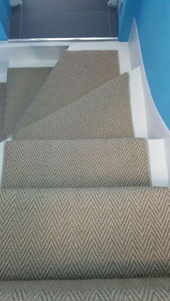 Client: Private Residence In South London  Brief: To supply & install herringbone carpet to stairs Landing Carpet, Stairs Landing Carpet, Herringbone Carpet, Stairway Carpet, Stairs Carpet, Stairs Runner, Hall Stairs, Stairs Landing, Yellow Carpet