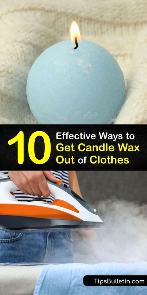 Learn how to remove a candle wax stain from your clothes. It’s best to let the spilled candle wax harden since melted wax is challenging to remove. Then, gently scrape away the excess wax, and remove the remaining wax with an iron and paper bag or boiling water. #howto #remove #candle #wax #clothes Satin Curtains, Candle Wax Removal, Diy Household Cleaners, Oxygen Bleach, Clothes Iron, Remove Wax, Cleaning Advice, Iron Hair, Diy Cleaning Solution