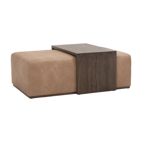 Dovetail Upholstered Coffee Table Waterfall Wood Table, Upholstered Coffee Table, Acacia Table, Transitional Coffee Table, Upholstered Coffee Tables, Leather Coffee Table, Nesting Coffee Tables, Ottoman Coffee Table, Cool Coffee Tables