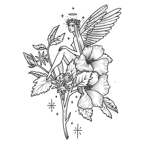 Flower Fairy | Ancient Indigo - Tattoos by Amanda Appiarius Unique Tattoo Sleeve, Designer Tattoo Ideas, Indigo Tattoo, Healing Tattoo Ideas, Tattoo Line Art, Designer Tattoo, Fairy Tattoos, Tattoo Healing, Tattoo Ideas Unique