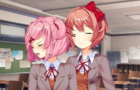 Sayori X Natsuki, Natsuki And Sayori, Sayori And Natsuki, Ddlc Natsuki, Natsuki Ddlc, Doki Doki Literature Club, Novel Games, Doki Doki, Literature Club