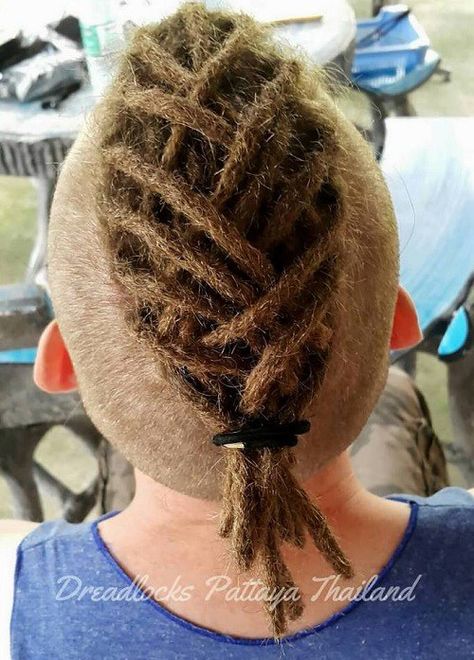 dreadlocked mohawk for men                                                                                                                                                                                 More Mohawk Dreads, Mohawk For Men, Dreadlocks Styles, Dreadlocks Men, Dread Hairstyles For Men, Mohawk Hairstyles Men, Man Bun Hairstyles, Sophisticated Hairstyles, Dreadlock Hairstyles For Men