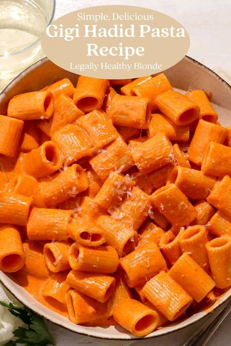 This recipe will teach you exactly how to make the VIRAL Gigi Hadid pasta recipe – fit for models ;) Basically spicy rigatoni vodka, this recipe is so popular for a reason. Spicy Rigatoni Pasta Gigi Hadid, Gigi Basis Vodka Pasta, Gi Gi Hadid Pasta, Gigi Hadid Spicy Vodka Pasta, Gig Hadid Pasta Recipe, Spicy Rigatoni Recipes, Spicy Vodka Rigatoni Recipe, Fusili Pasta Recipes, Vodka Rigatoni Recipe