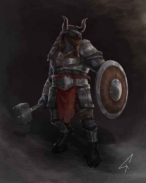 ArtStation - Minotaur Warrior - DnD Minotaur Fighter Dnd, Minotaur Blacksmith, Minotaur Paladin, Dnd Minotaur, Minotaur Dnd, Likeable Characters, Minotaur Art, Female Minotaur, Dnd Builds