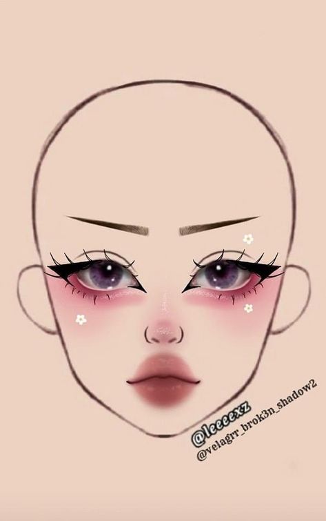 Makeup Charts, Anime Eye Makeup, Gyaru Makeup, Face Charts, Makeup Drawing, Make Up Tutorials, Natural Make Up Looks, Cute Eye Makeup, Makeup Face Charts